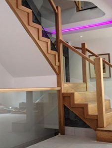 Staircase with glass panels