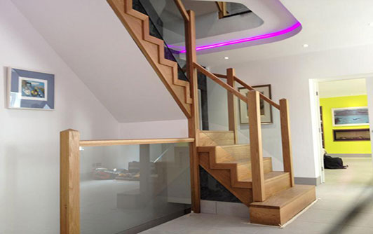 Wooden space saving staircase used in a loft