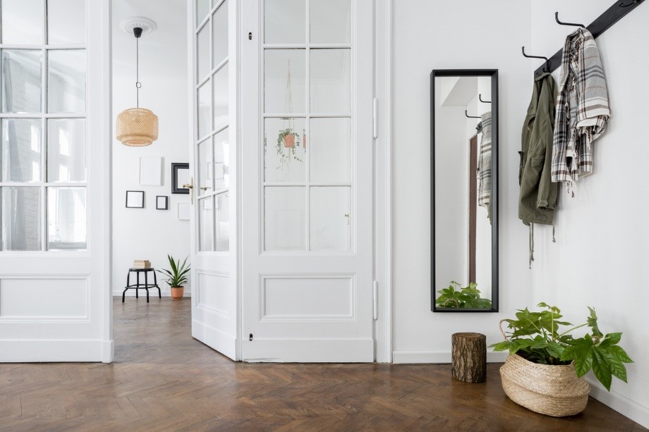 Beautiful white glass interior doors