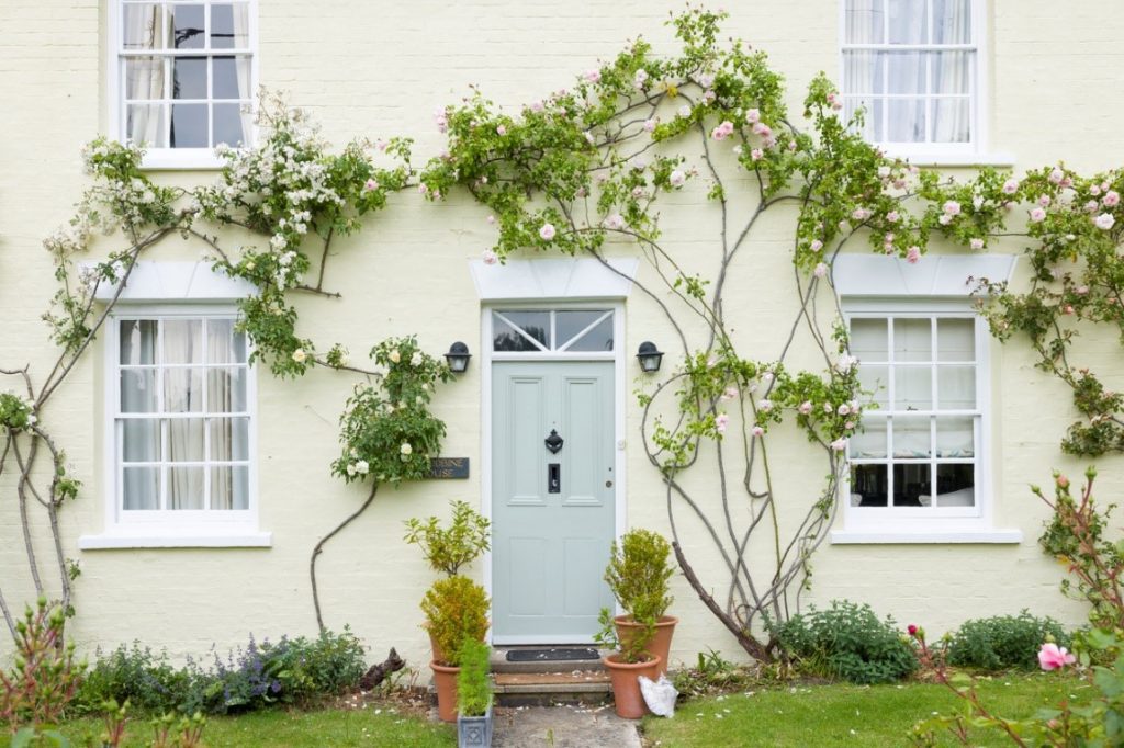 A house with a door and windows