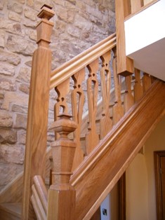wooden staircase with period moulding